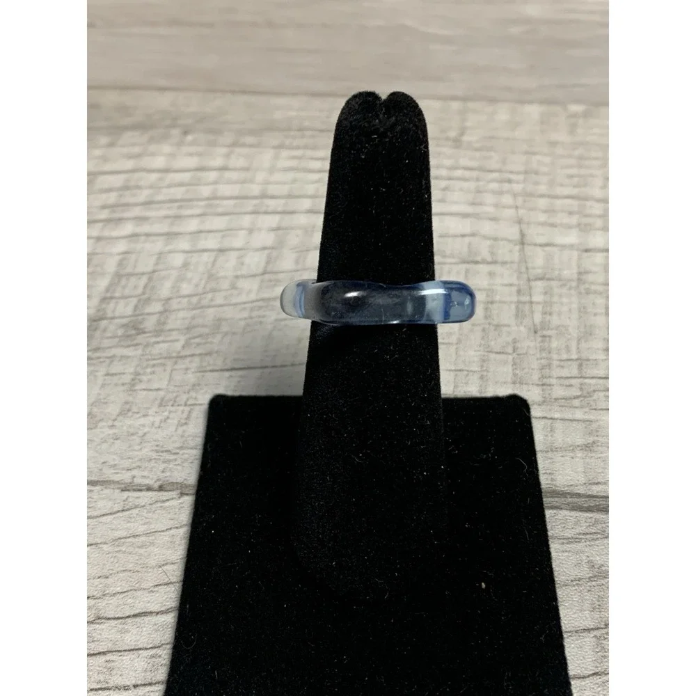Colorful Acrylic Ring - Transparent Resin Geometric Square Irregular Ring Blue